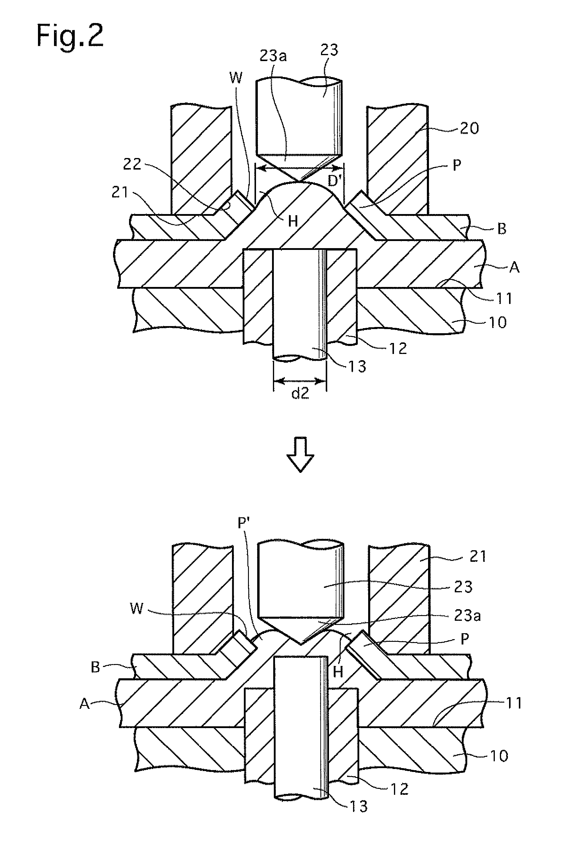 Method, device and structure for joining two members together