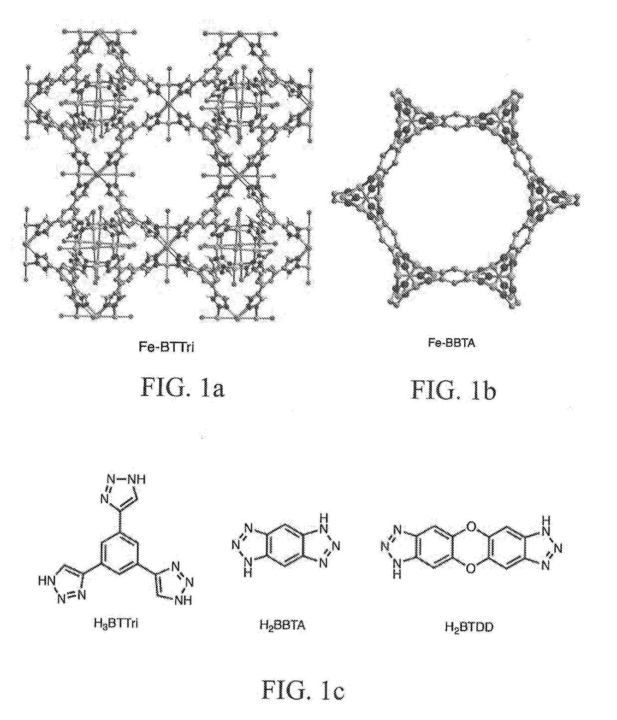 Selective, adsorbate-induced spin state changes in transition metal-based metal-organic frameworks