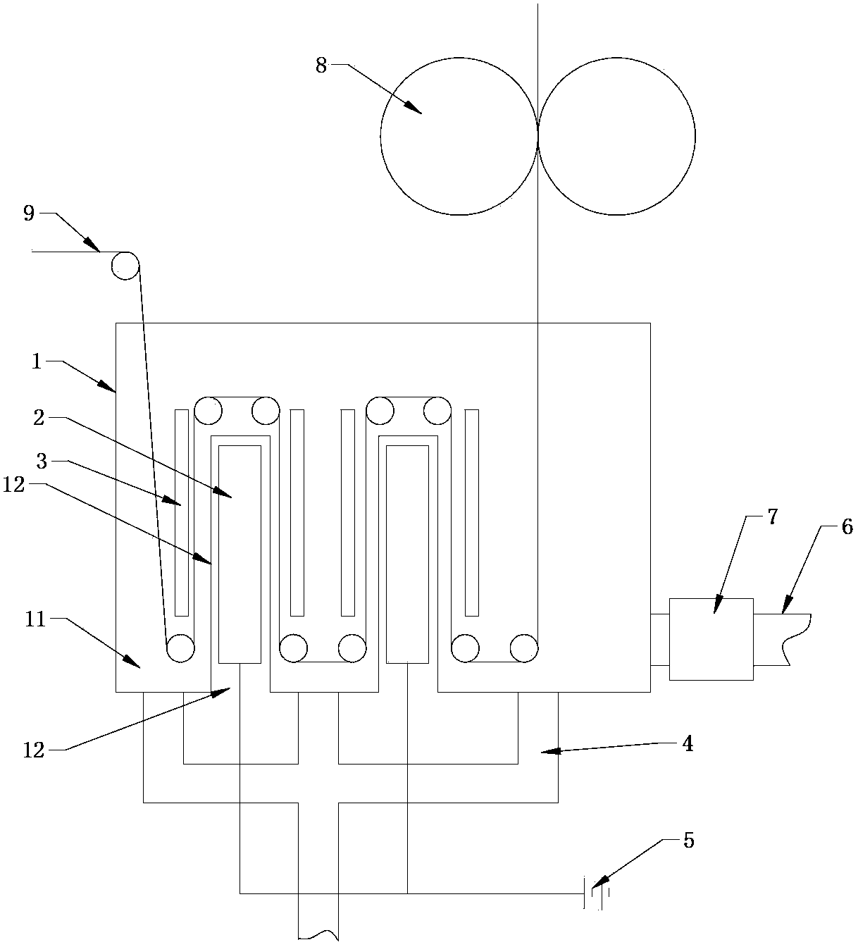 Textile fabric magnetization dyeing and finishing device