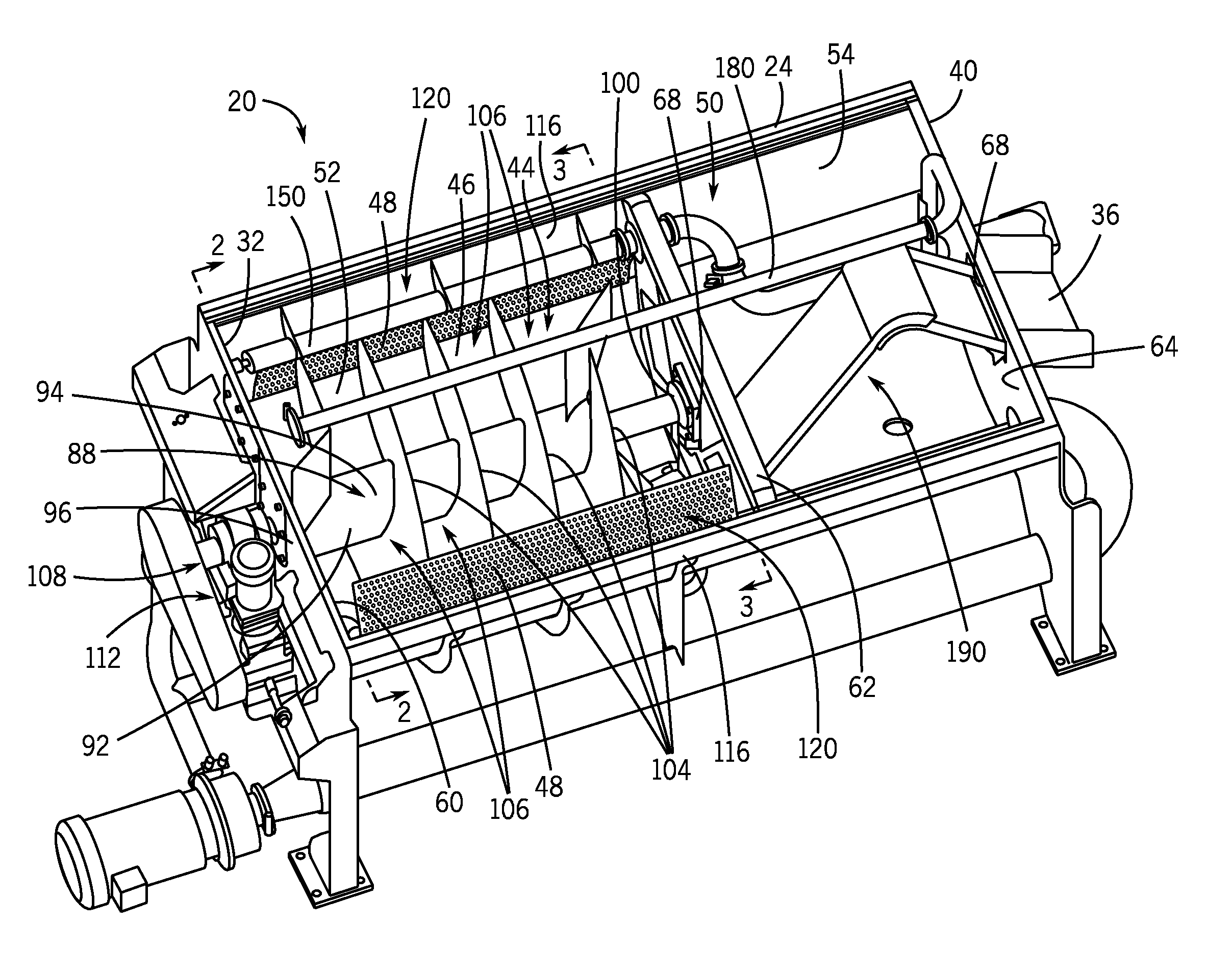 Rotary screw blancher with fluid passage and fluid agitation