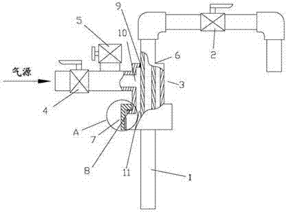 Pneumatic liquid material conveying device