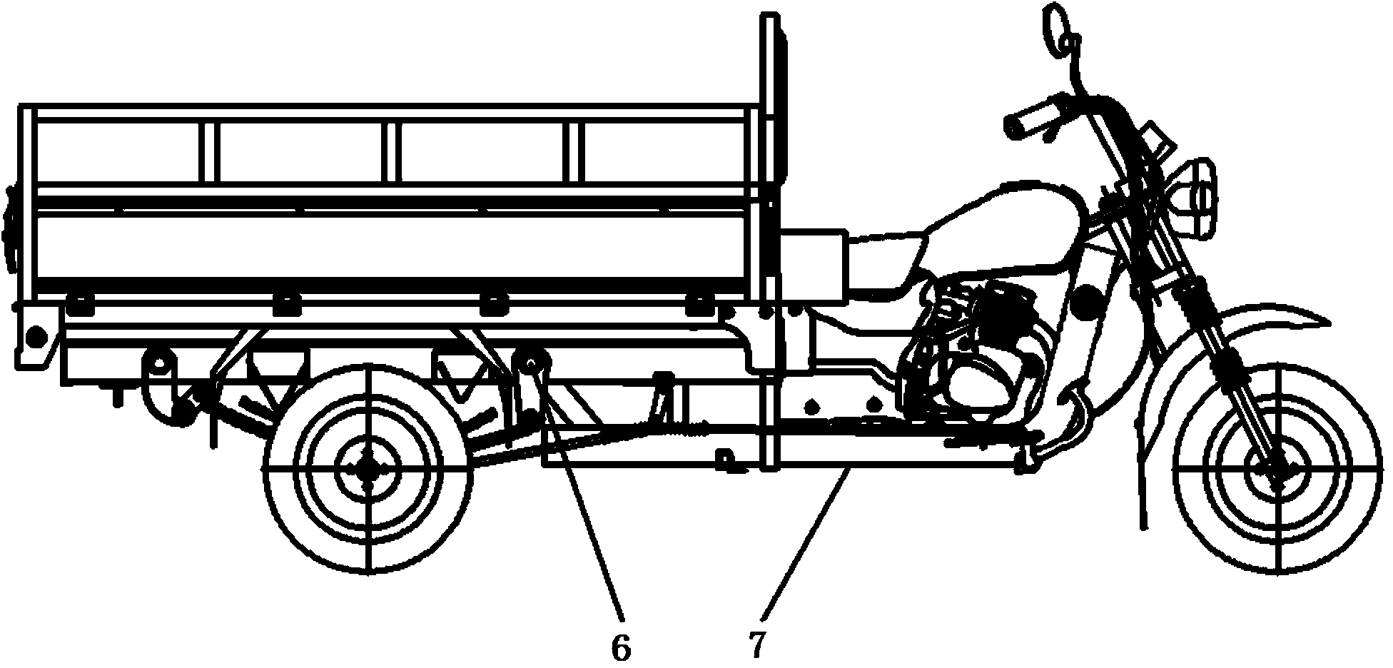 Quick truck loading auxiliary tool for right three-wheeled motorcycle transportation