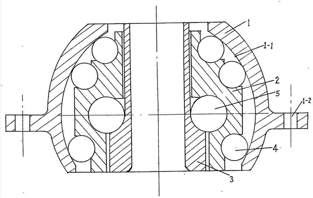 Ball bladder multi-ferrule bearing with reducing middle-layer ferrule