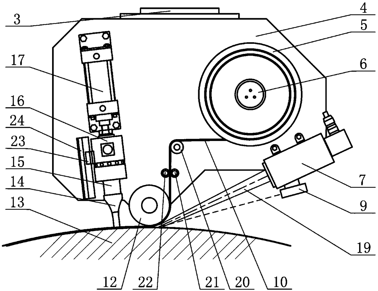 Thermoplastic composite material automatic placement device and method thereof