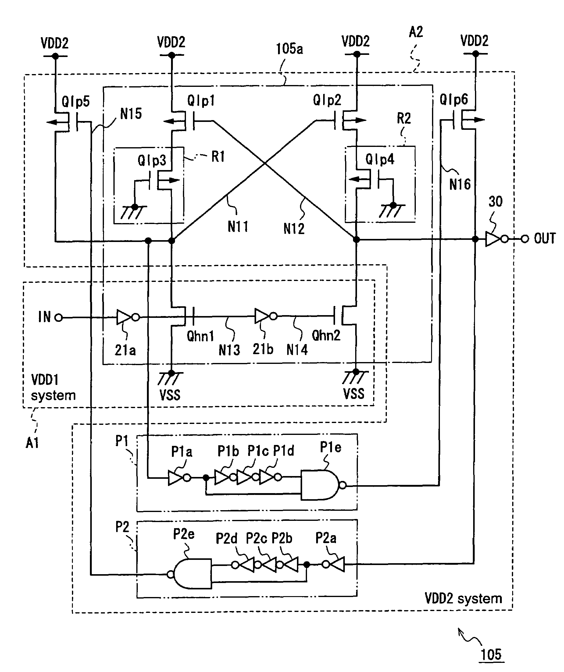 Voltage level conversion circuit