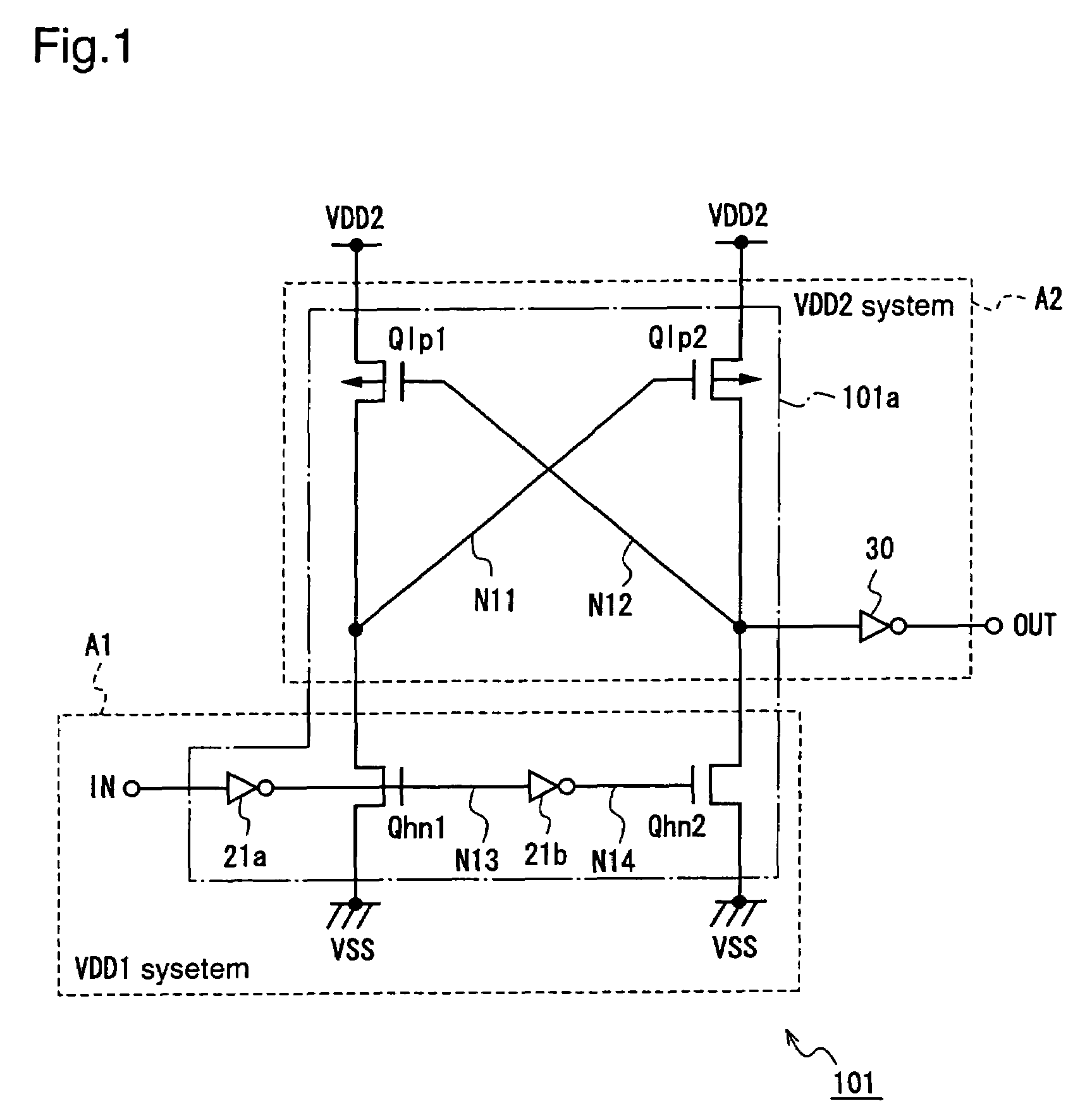 Voltage level conversion circuit