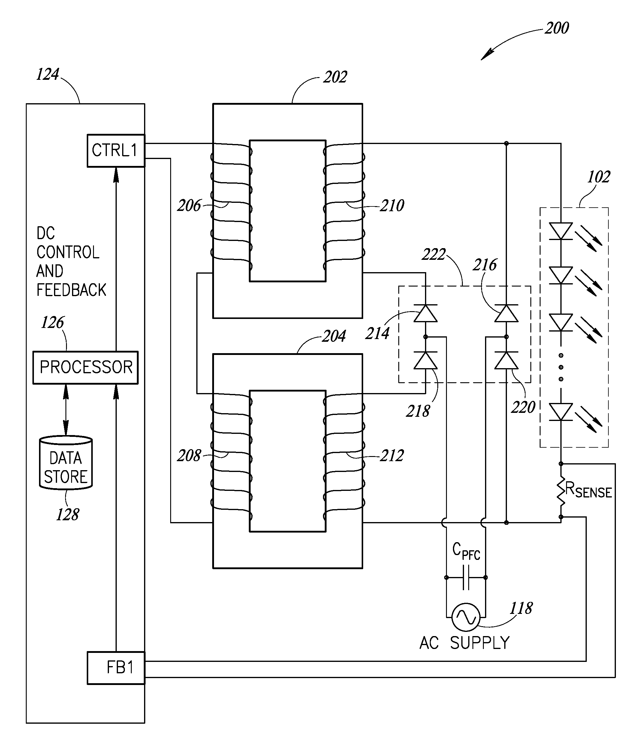 High efficiency power controller for luminaire