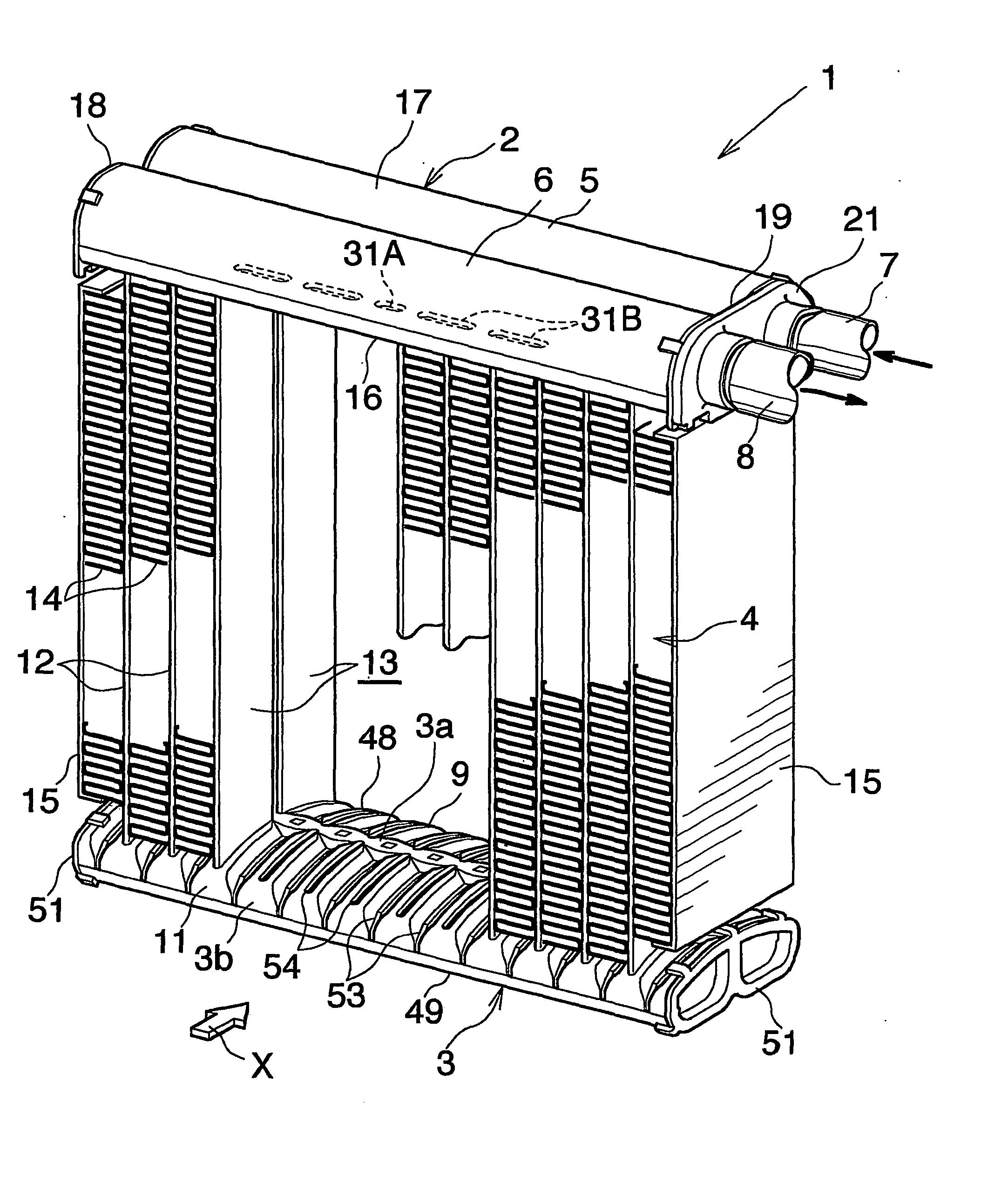 Evaporator and process for fabricating same