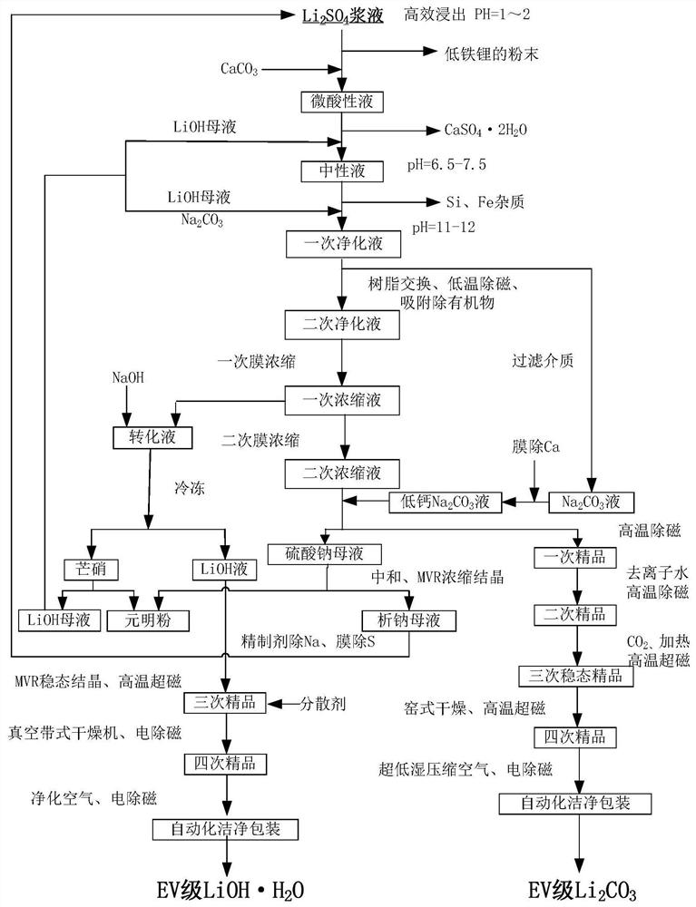 Method for jointly preparing electric vehicle grade lithium carbonate and lithium hydroxide monohydrate