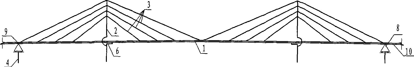 Supporting system of long span stayed-cable bridge