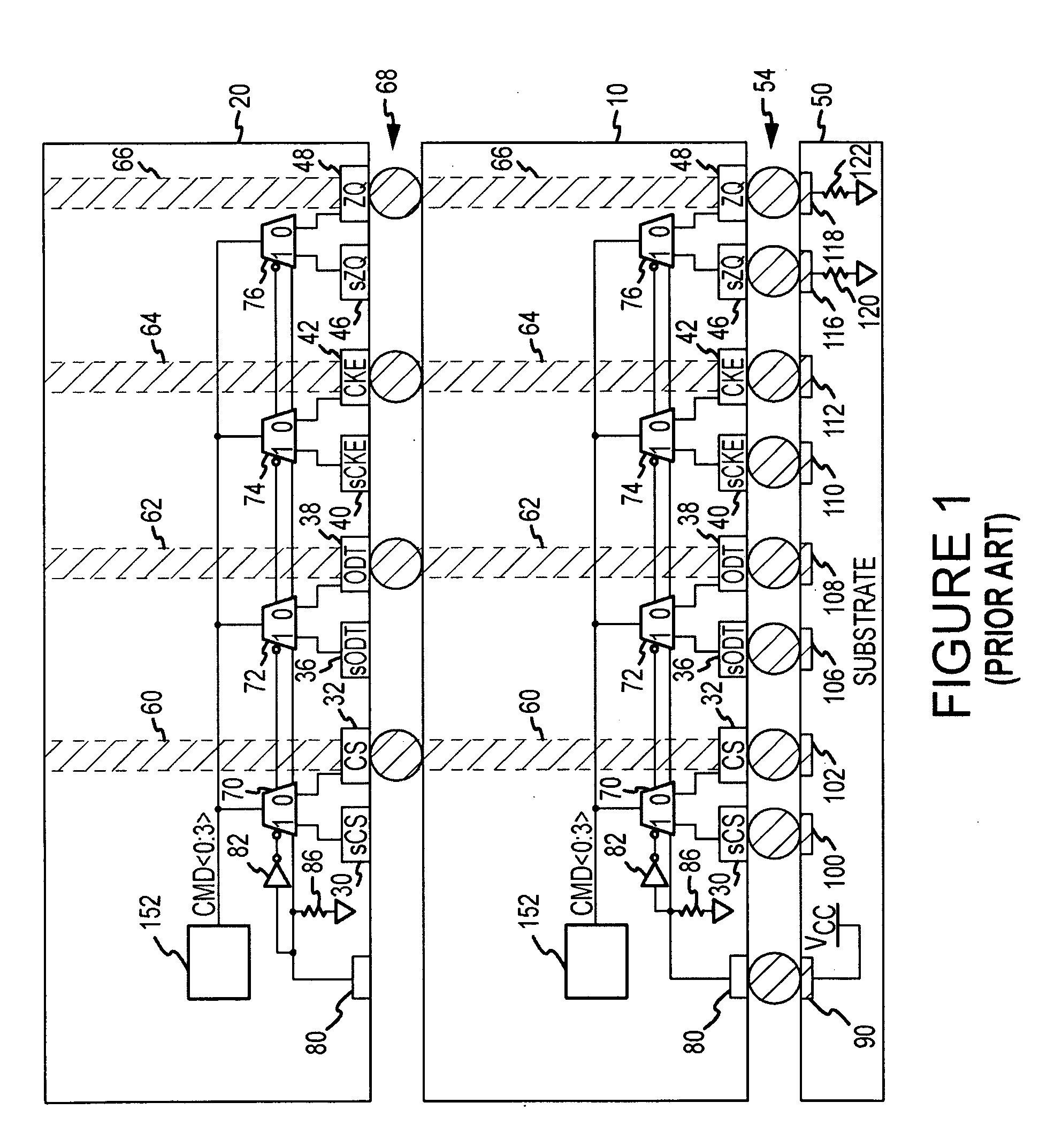 Structure and method for coupling signals to and/or from stacked semiconductor dies