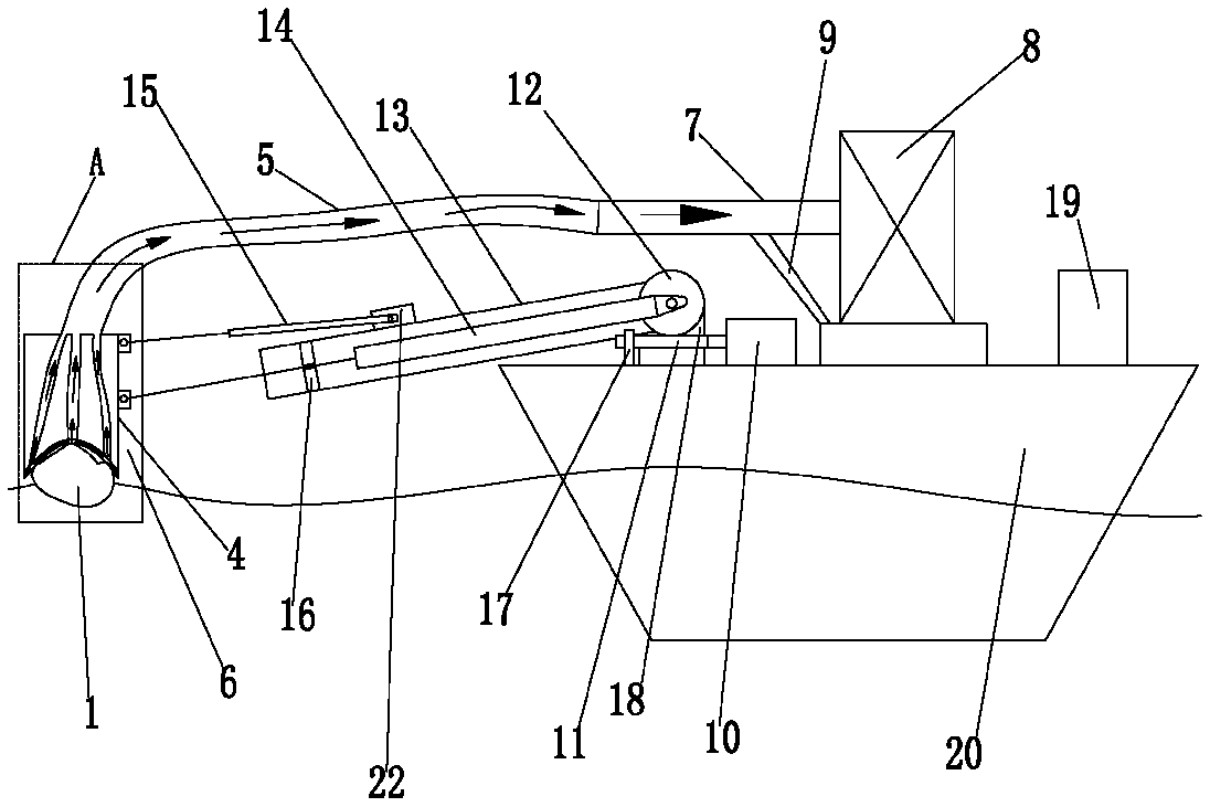 Water surface flotage clearing device on unmanned ship