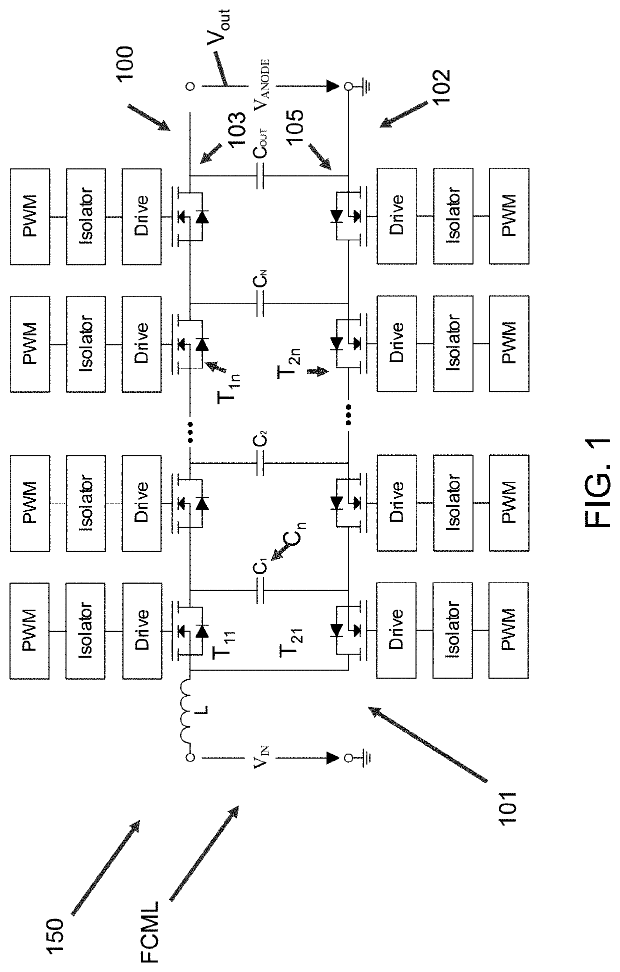 Flying capacitor multilevel converters for anode supplies in hall effect thrusters