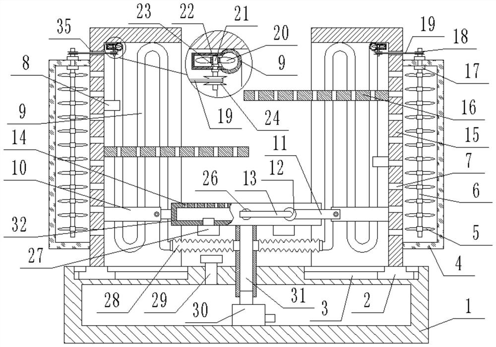 Server internal cooling device facilitating element installation