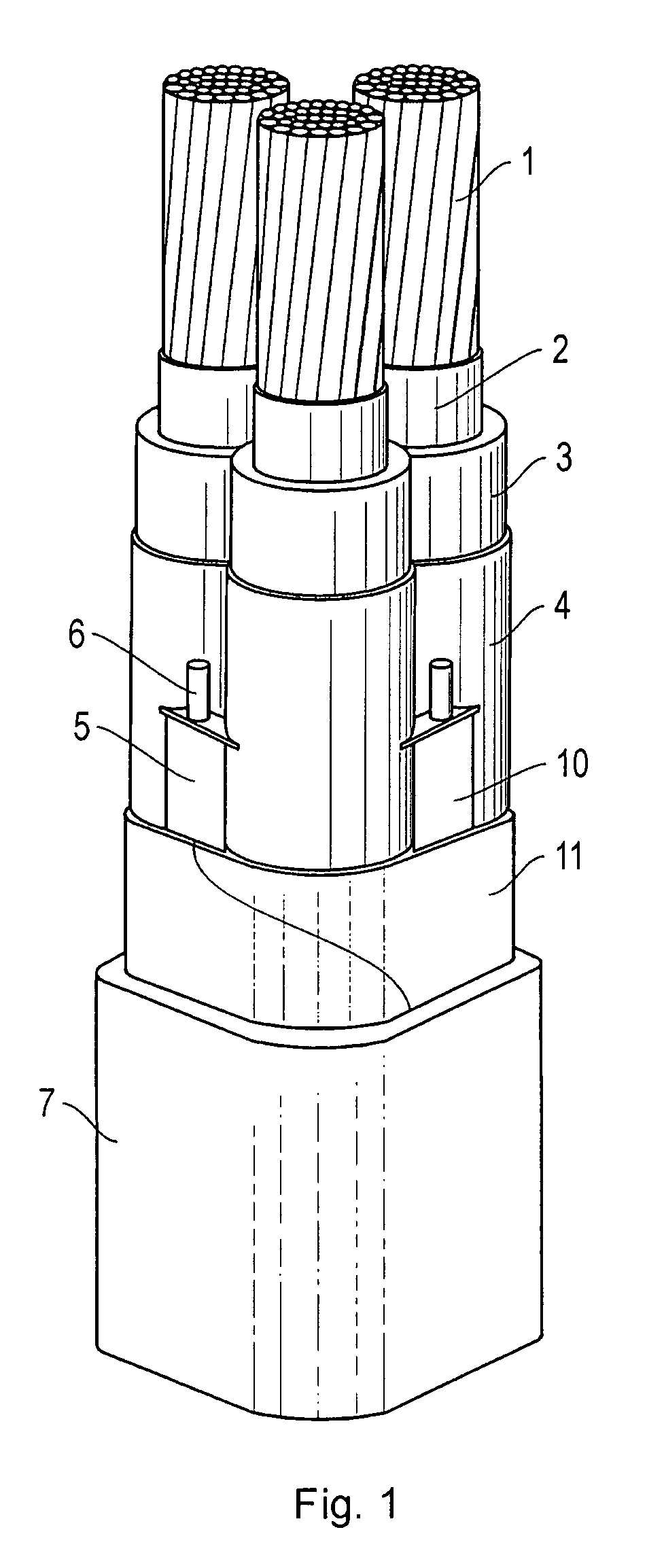 Cable with shielding strip