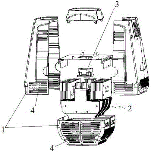 Omnidirectional convection active radiator and stage lamp applying radiator