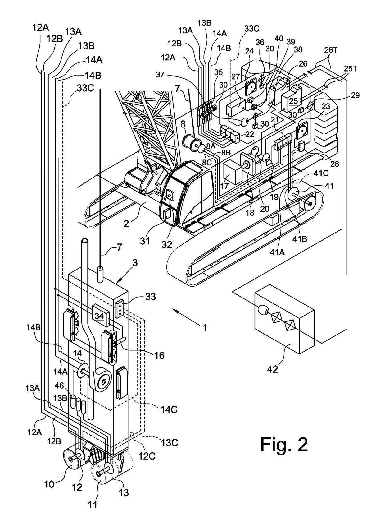 Digging equipment with relative improved hydraulic system