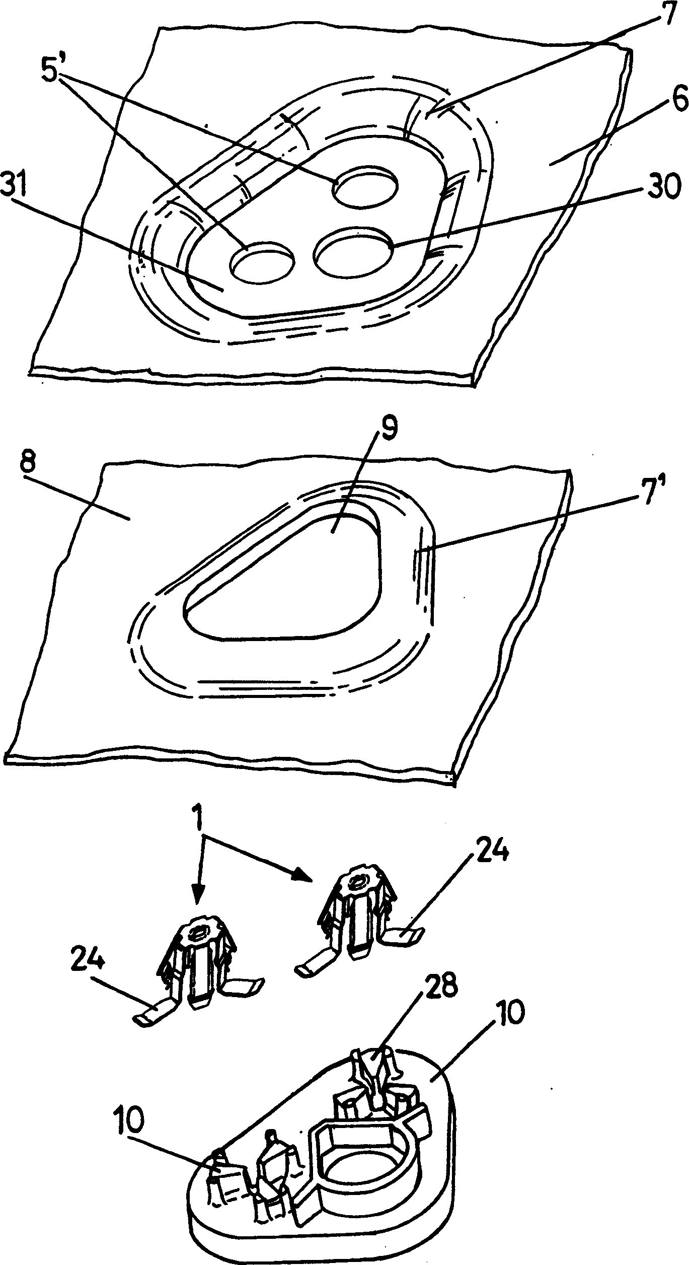 System for attaching accessories to a vehicle's bodywork using clips