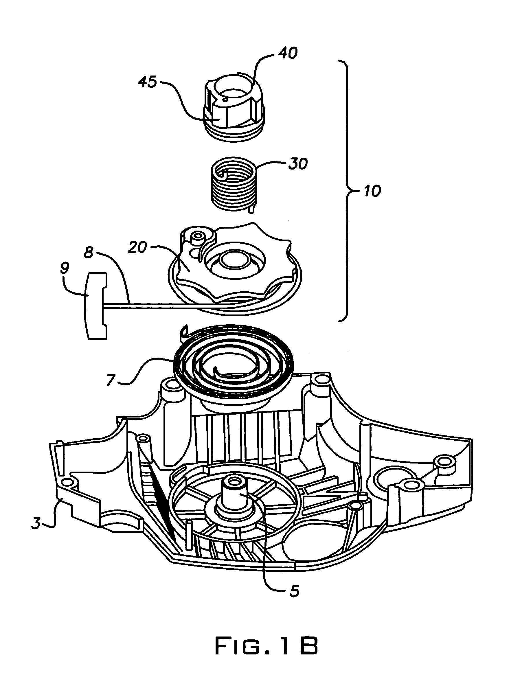 Energy storing starter assembly