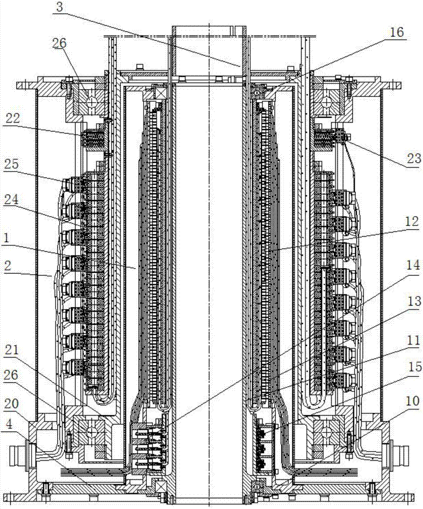 Collector ring with double nested structure