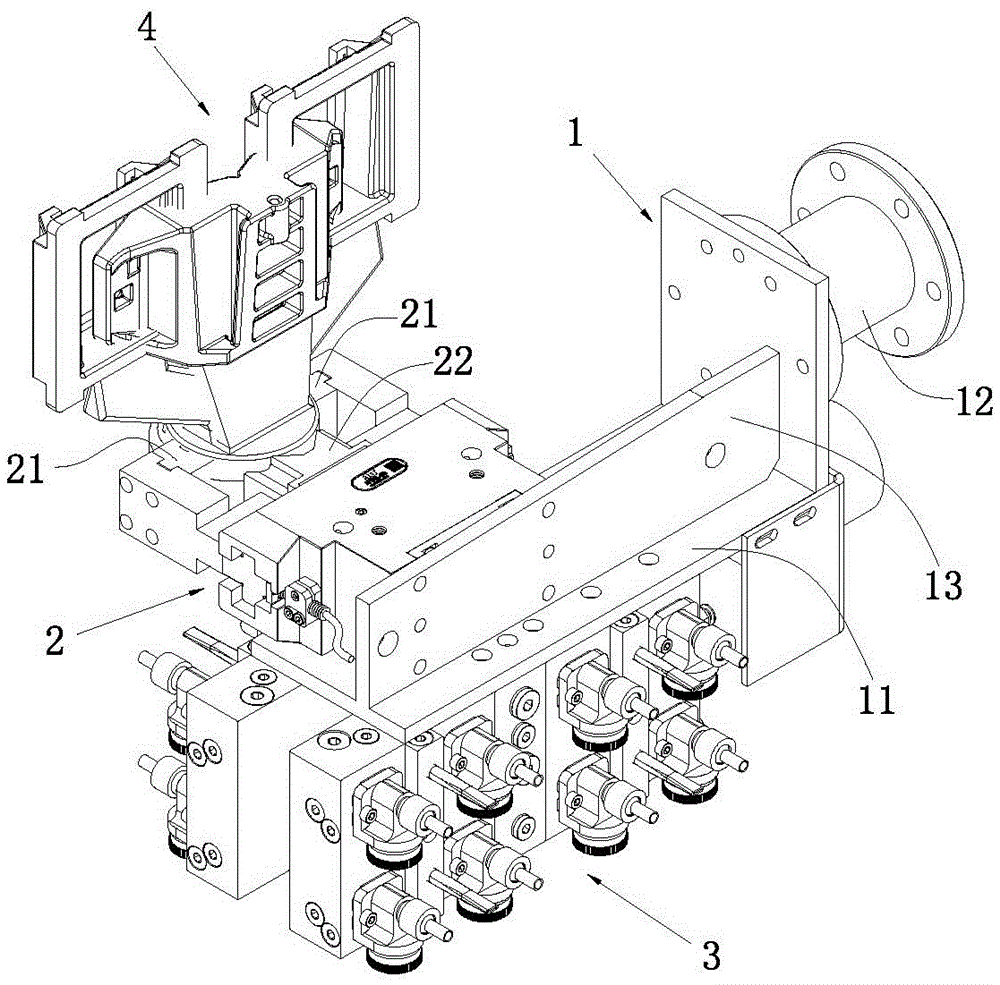 Delivery spray jig for robot extrusion casting