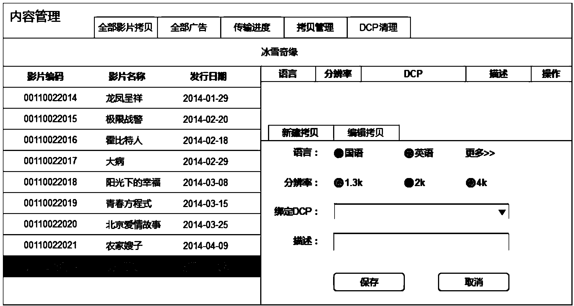 Method and device for processing DCP names and image management system