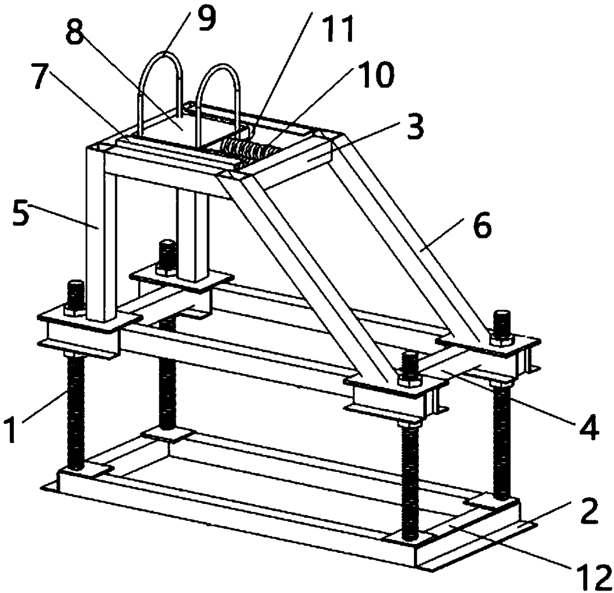 Shock absorption type concrete pump pipe horizontal supporting device