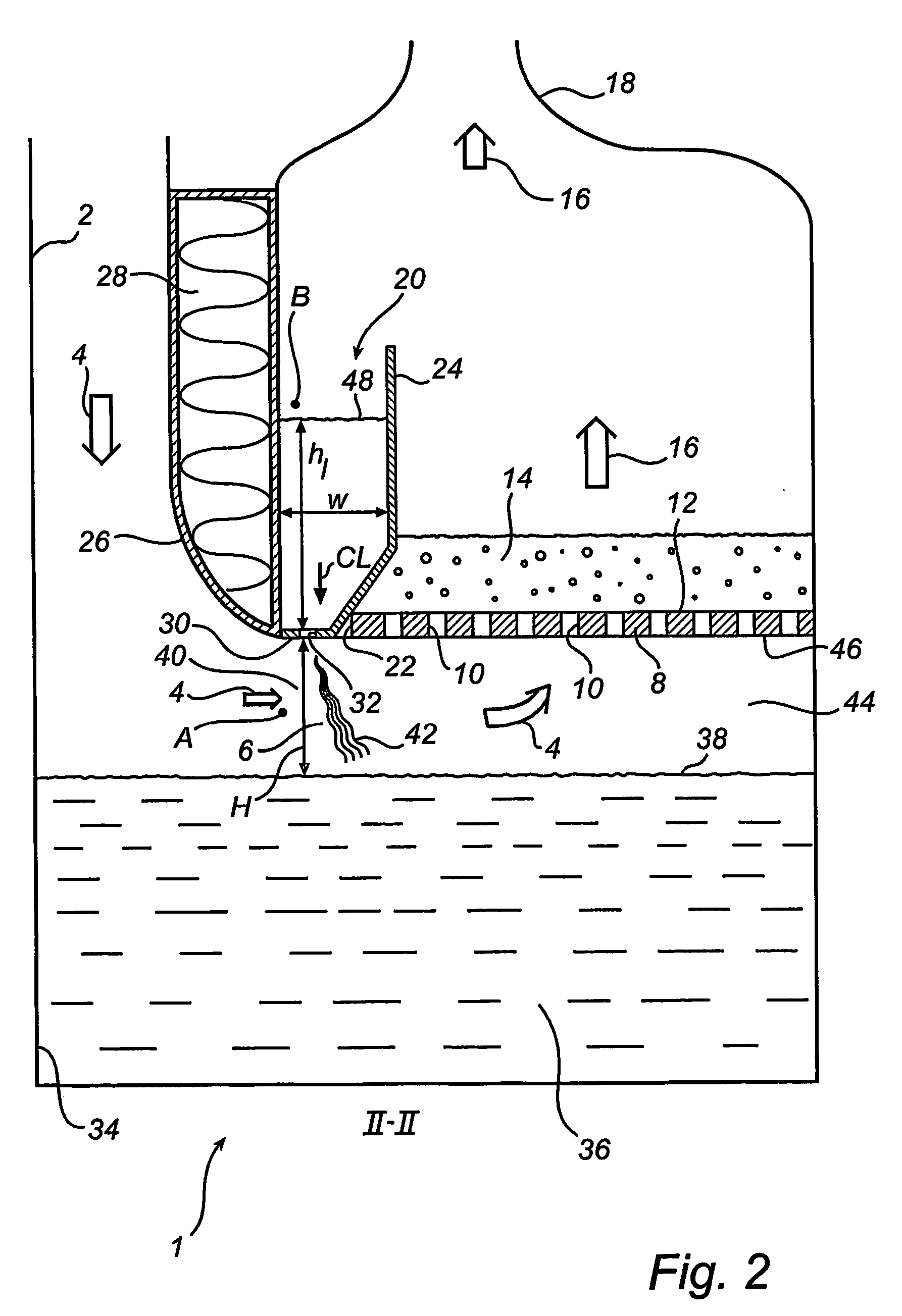 Method and device for separating sulphur dioxide from a gas