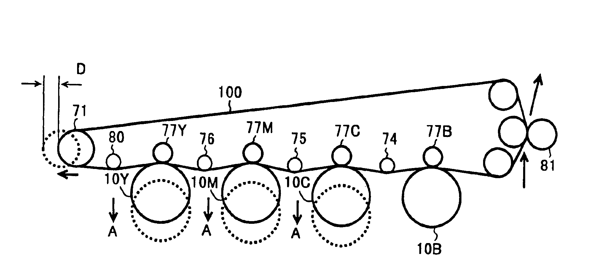 Belt device and unit device including belt device and image forming apparatus using the belt device and unit device