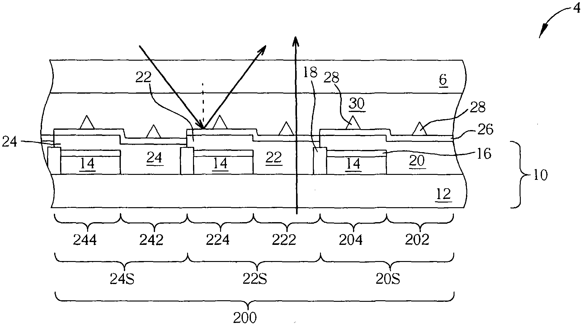 Colored filter array substrate