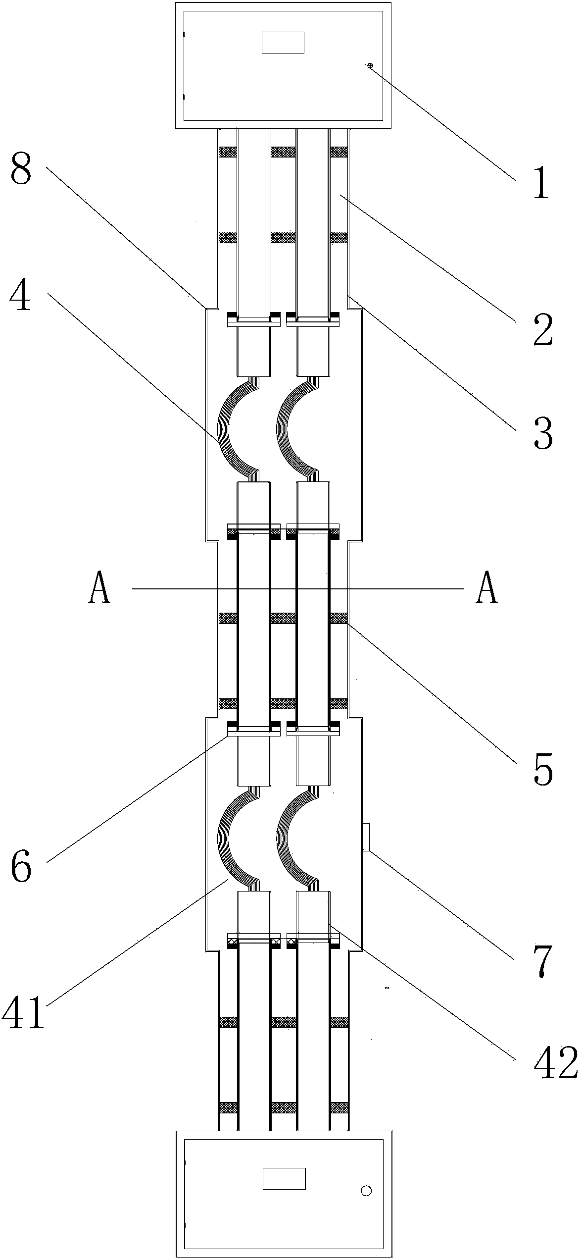 Novel wind generating set bus duct