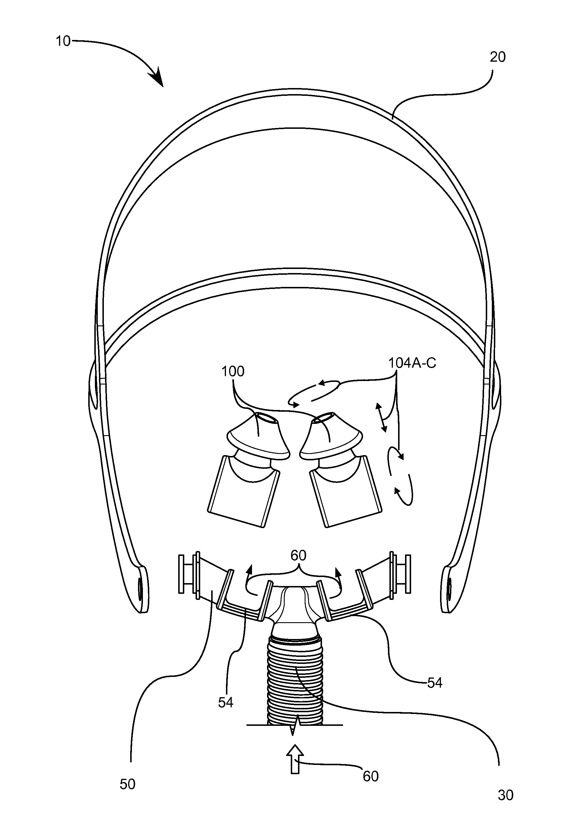 Adjustable positive airway pressure or ventilation system