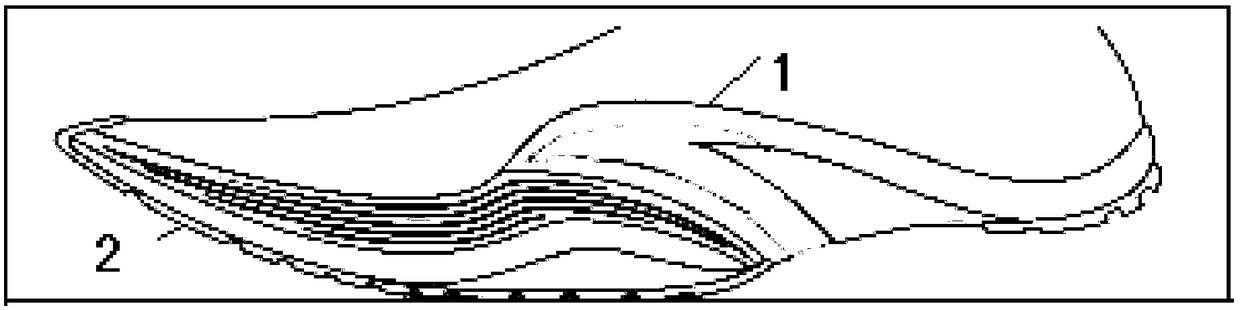 Running shoe sole and application thereof