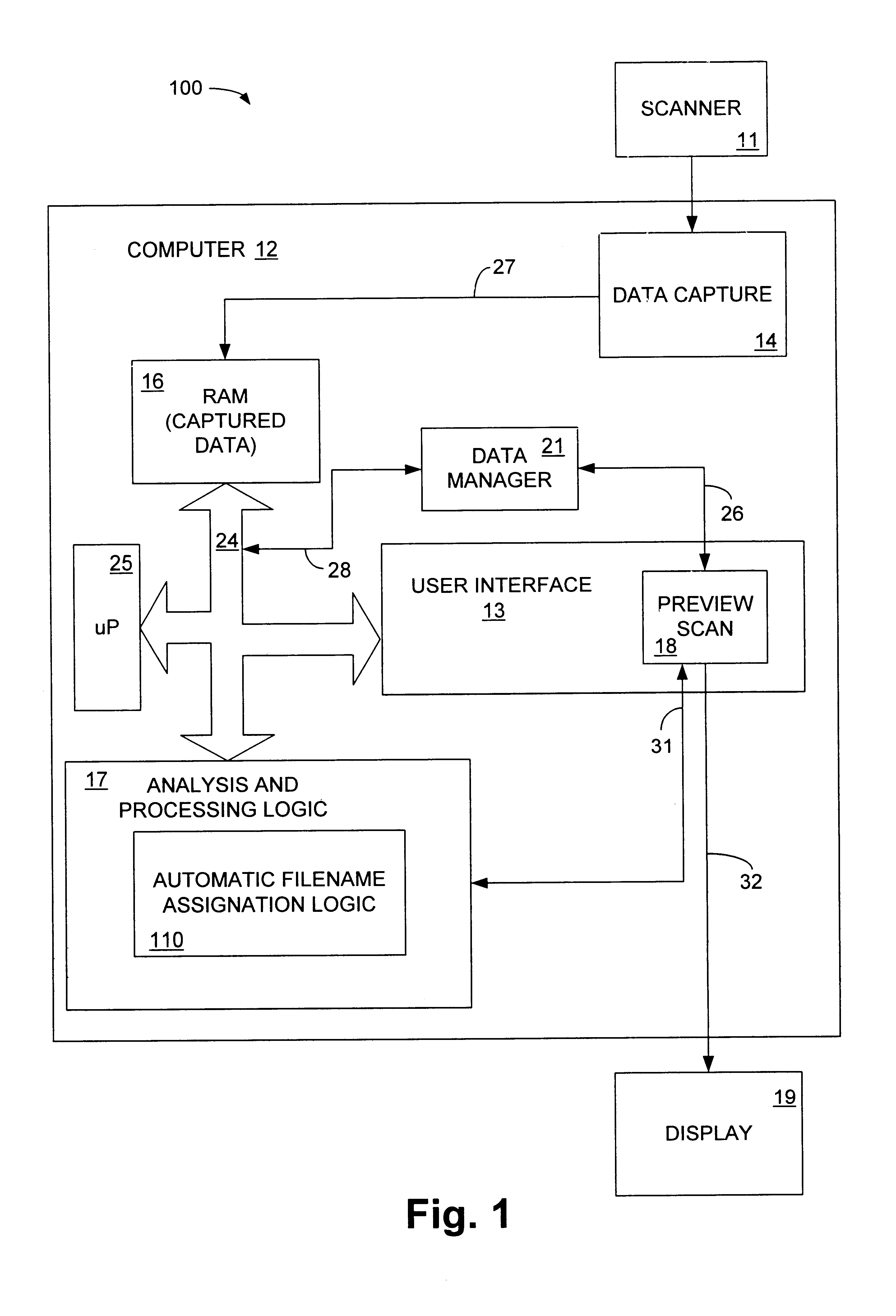 System and method for automatically assigning a filename to a scanned document