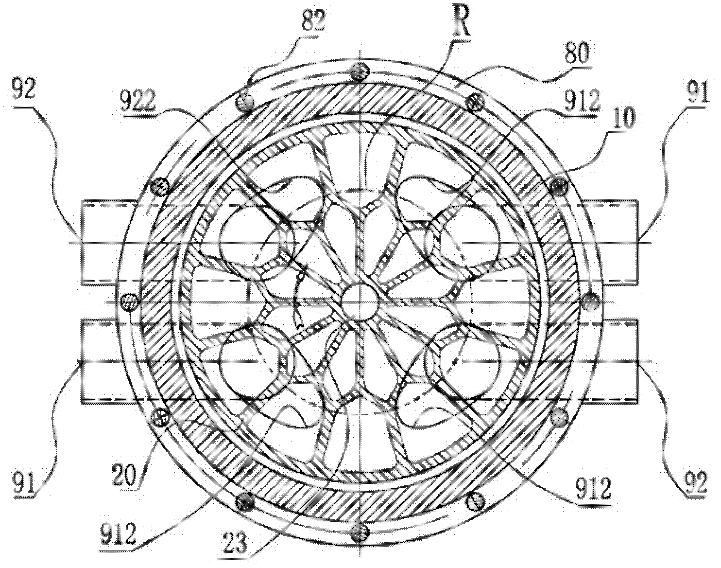 Hollow rotor misalignment channel hydraulic rotary piston multi-pass supercharger