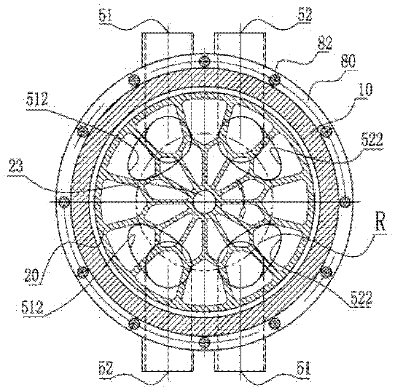 Hollow rotor misalignment channel hydraulic rotary piston multi-pass supercharger