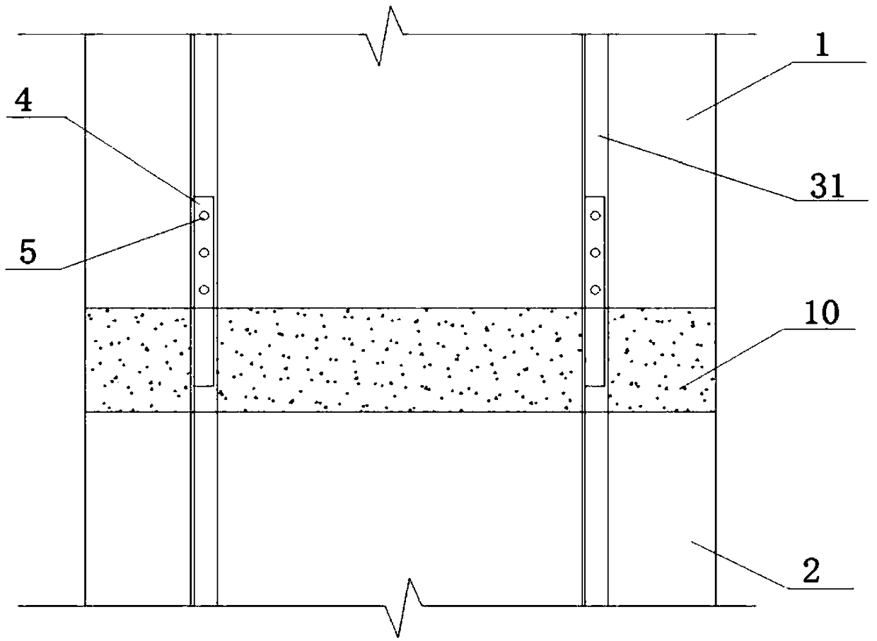 Prefabricated steel rib-concrete combined shear wall splicing device and application method