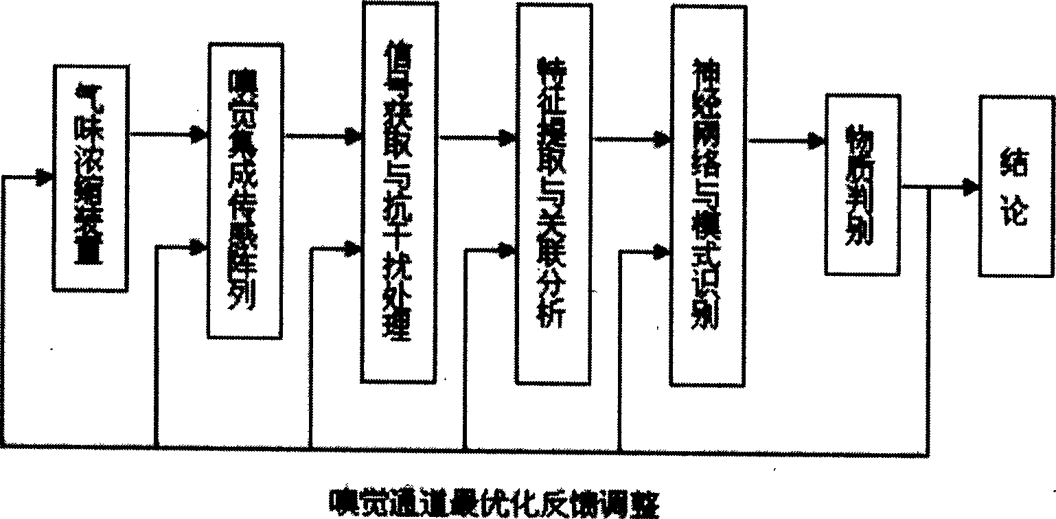 Built-in bionic smell recognition method and device