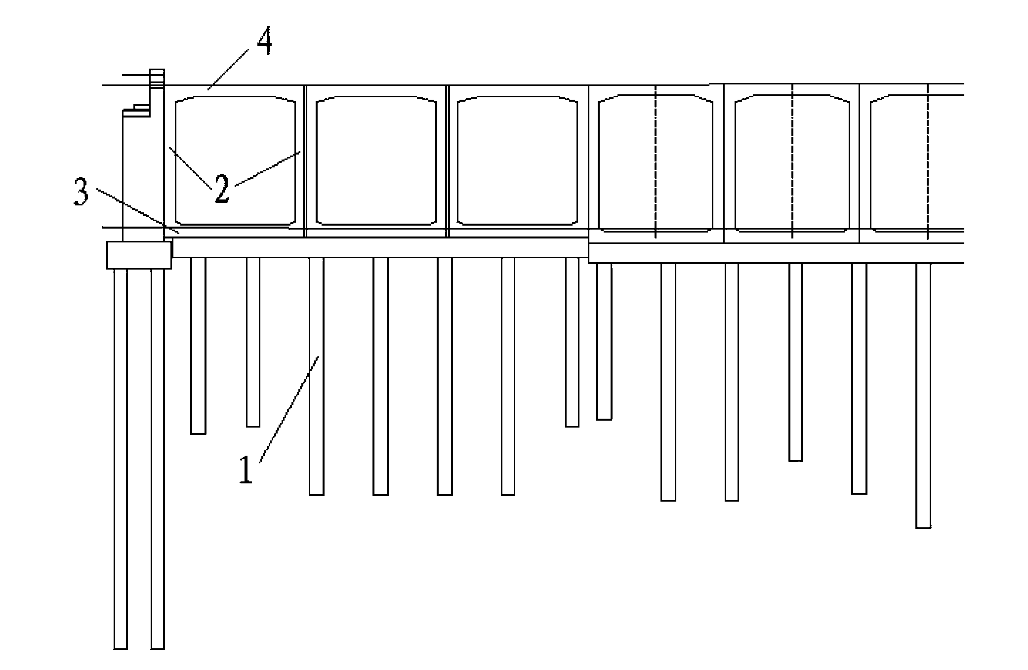 Closely arranged frame bridge structure of high speed railway switch area