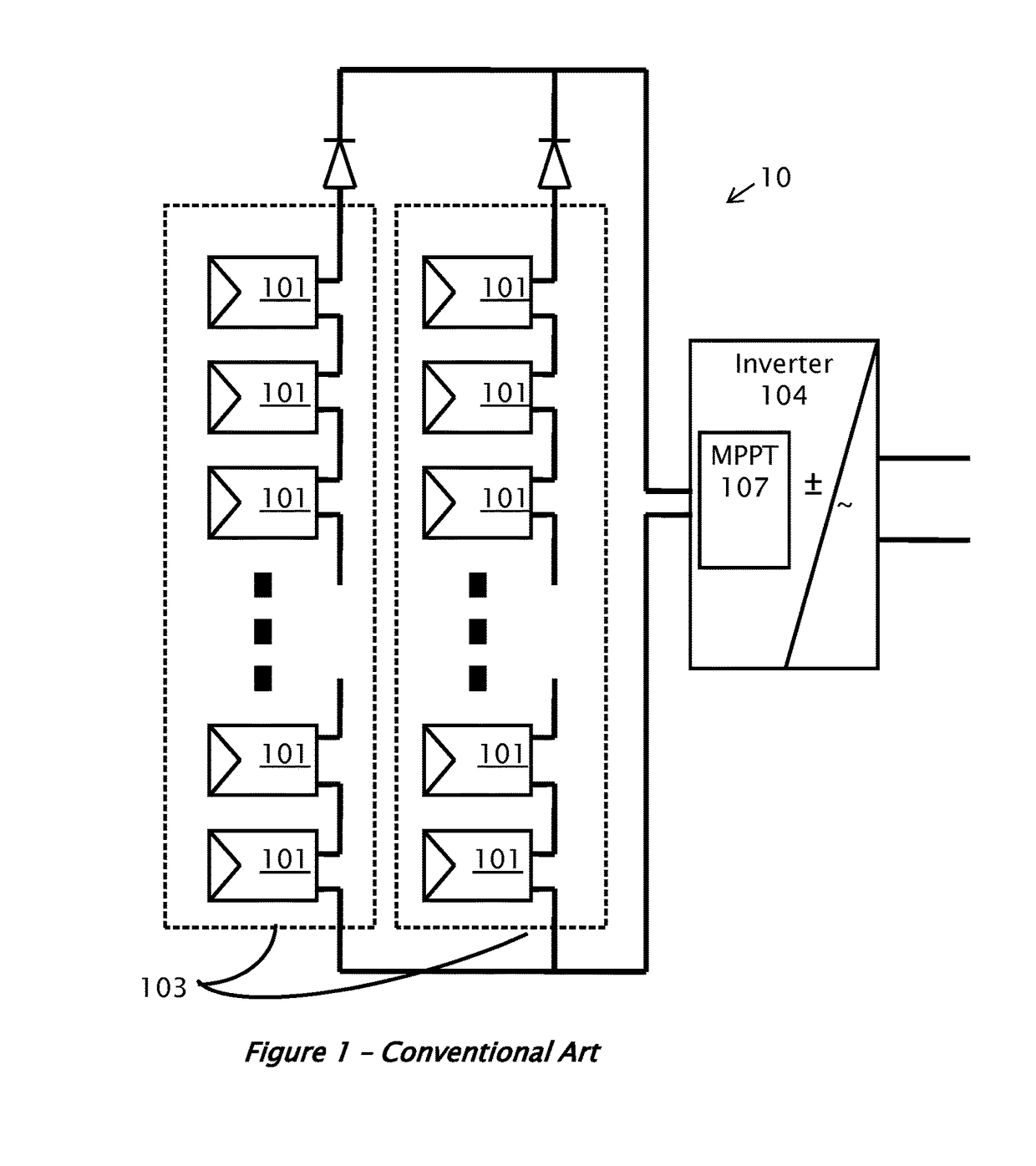 Circuit for interconnected direct current power sources