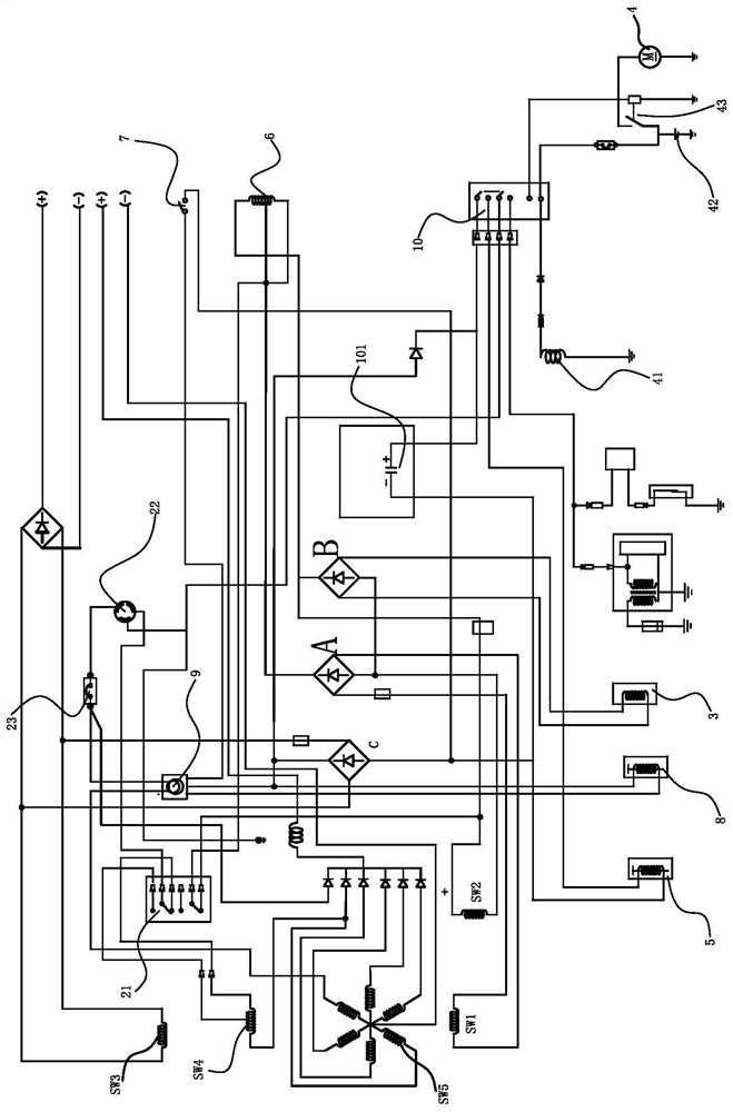 Energy-saving control circuit of engine-driven power generation and electric welding dual-purpose machine