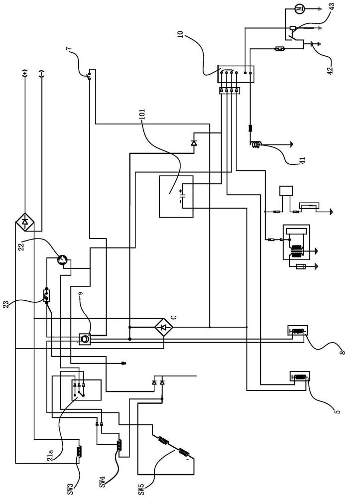 Energy-saving control circuit of engine-driven power generation and electric welding dual-purpose machine