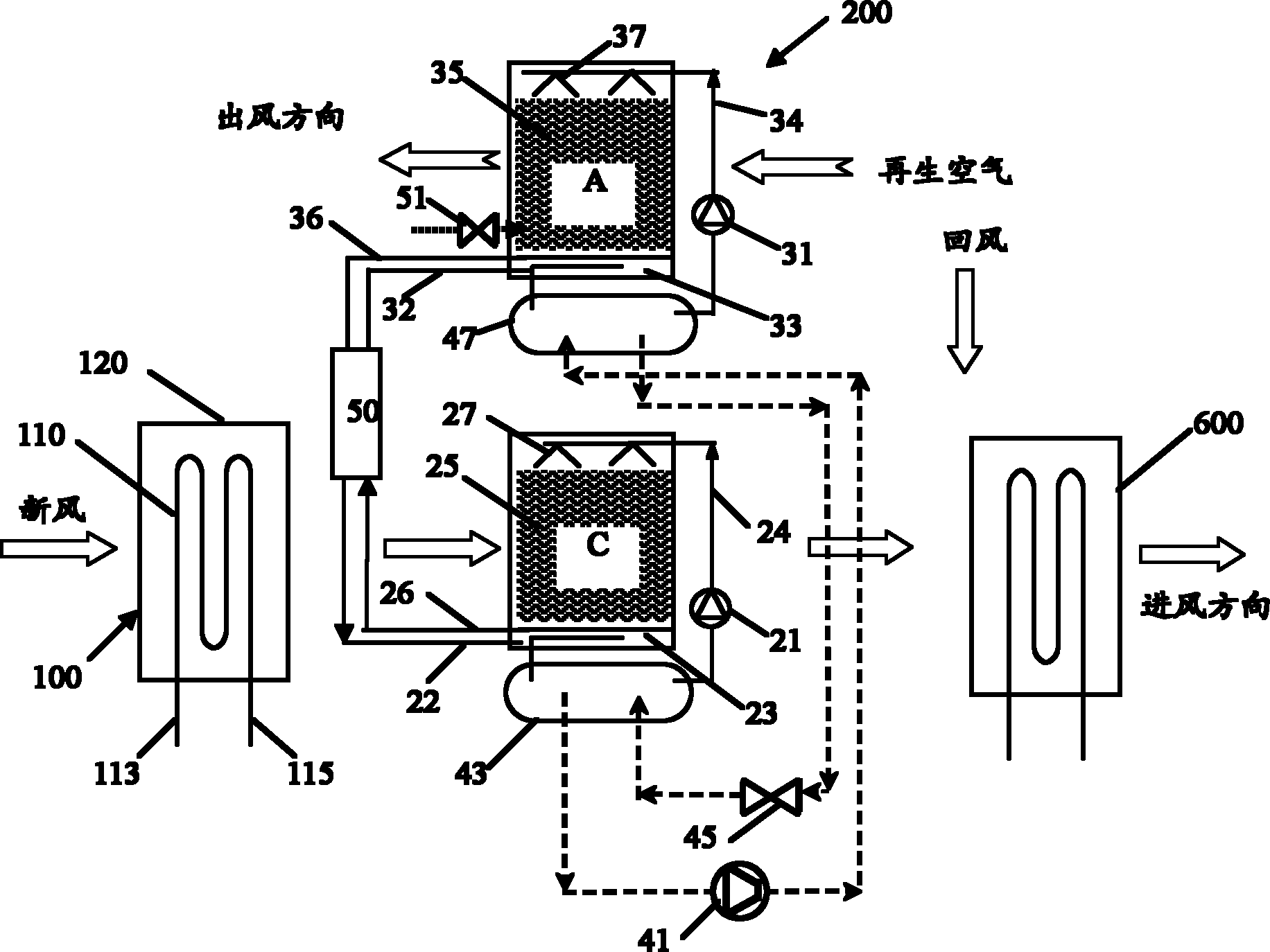 Solution humidifying air conditioning unit with fresh air pretreatment device