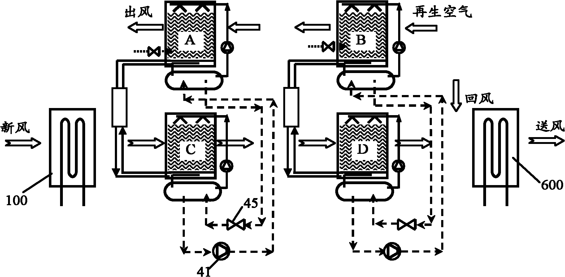 Solution humidifying air conditioning unit with fresh air pretreatment device