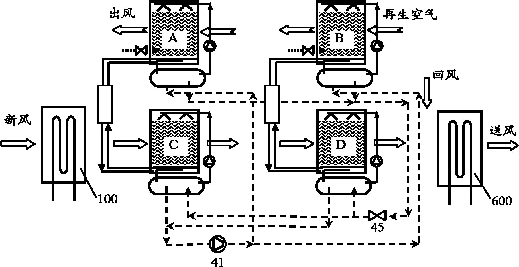 Solution humidifying air conditioning unit with fresh air pretreatment device