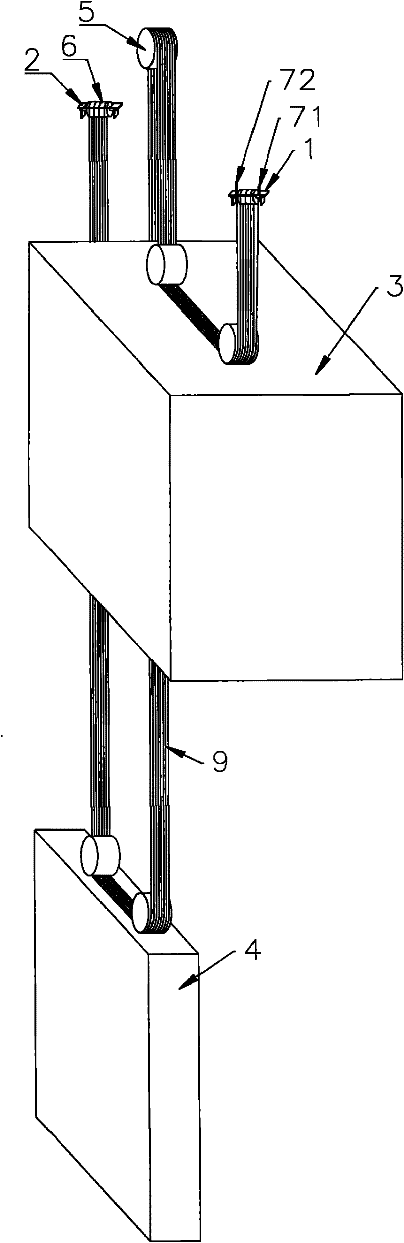 Automatic tension balancing rope head device for steel wire rope