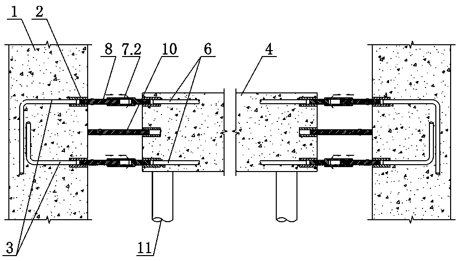 Steel bar connecting method for precast concrete cross beam and precast concrete vertical component