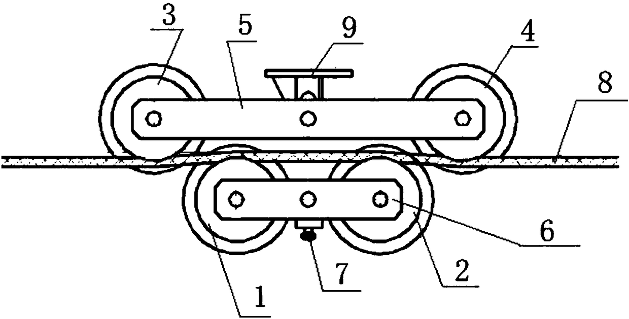 Rope coiling device for aerial passenger device of coal mining roadway