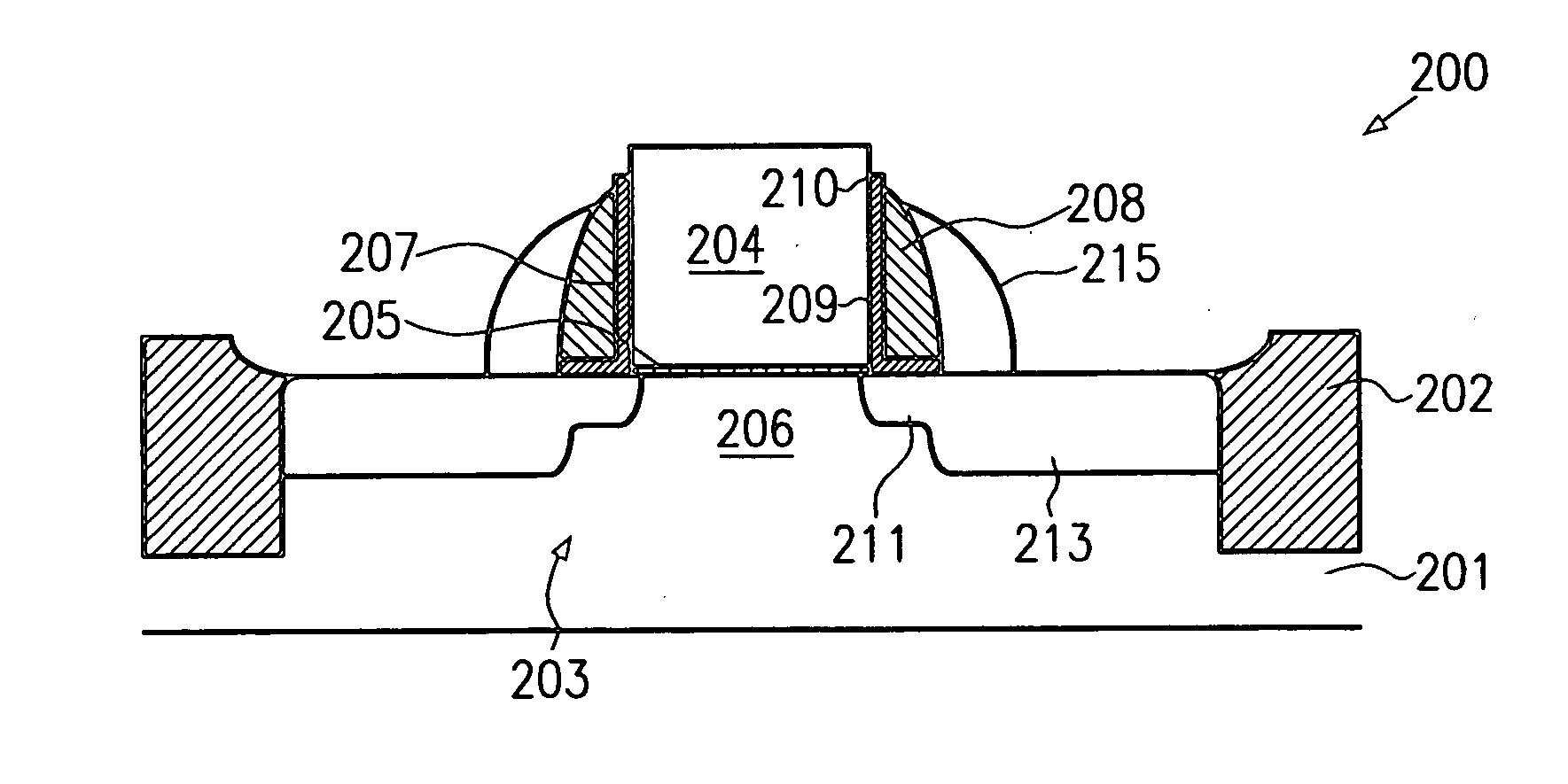 Technique for forming recessed sidewall spacers for a polysilicon line