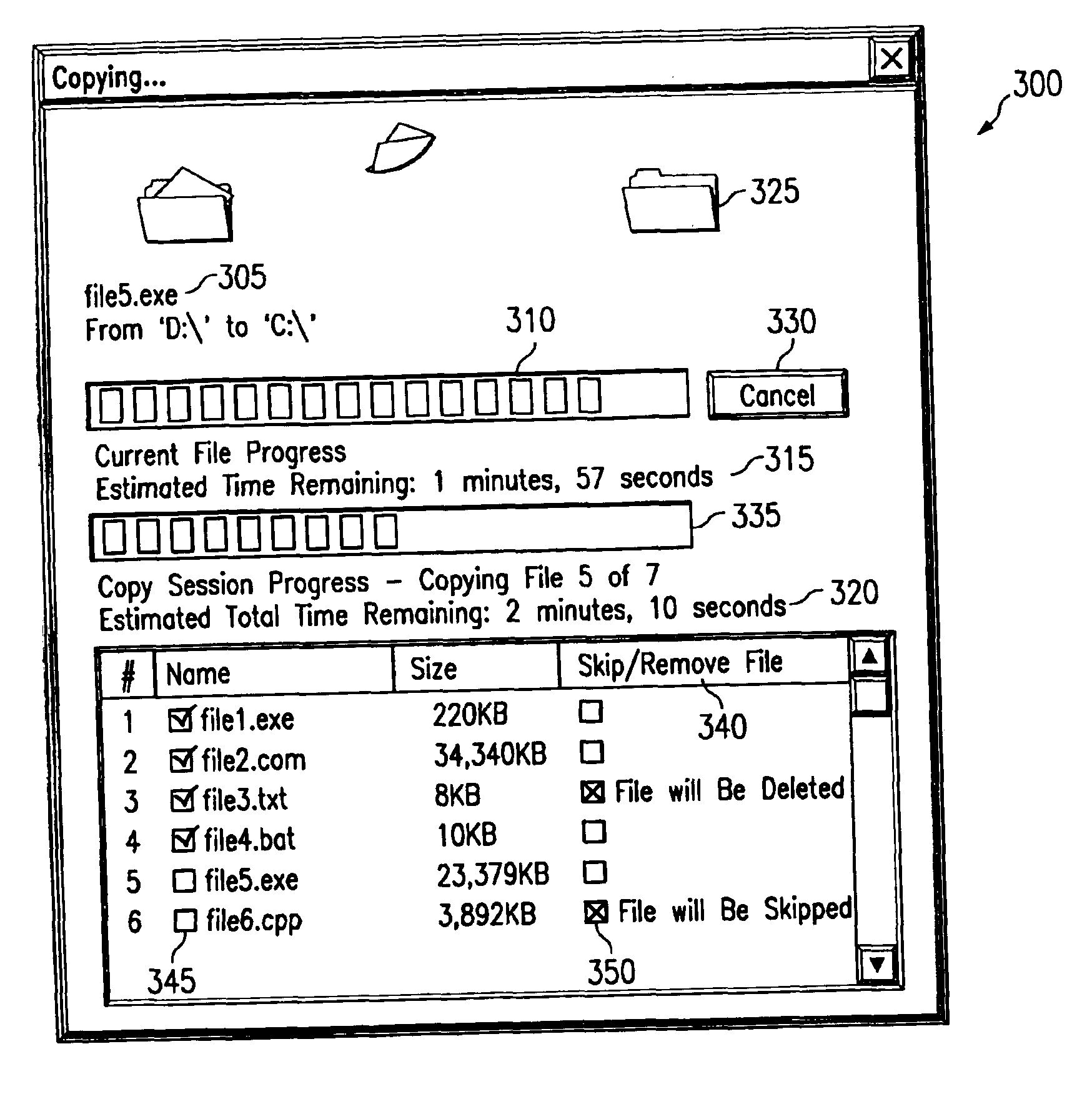 Copy/move graphical user interface apparatus and method